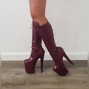 Hella Heels Faux Croc Knee High Pole Dance Boots Size 7